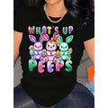 180g Printed Round Neck Women, Women'WB shield T-Shirt Graphic Easter Bunny Printed Casual Short Sleeve Tops Summer Loose...
