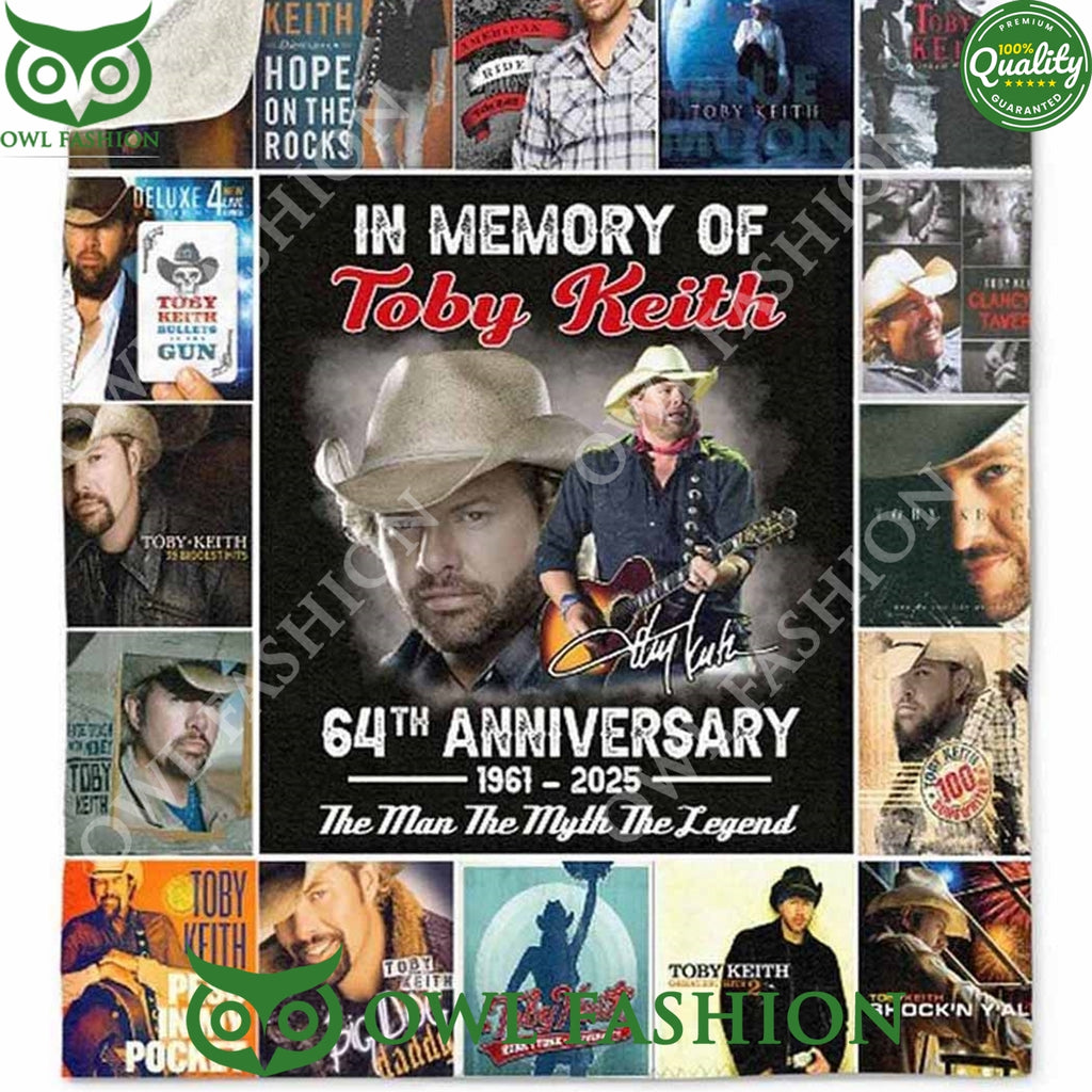1961-2025 Toby Keith The Man The Myth The Legend Quilt Fleece Blanket