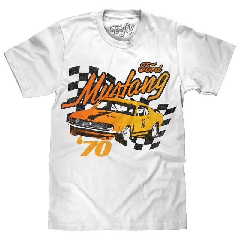 1970 Ford Mustang T-Shirt - White Hoodie, Sweatshirt | RetroVerseTees.com