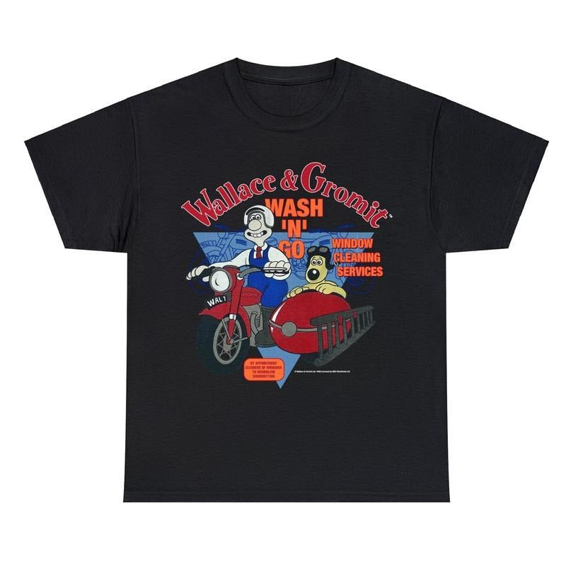1989 Wallace and Gromit Wash Go Unisex T-Shirt, Vtg 80s Wallace and Gromit Graphic Tee Hoodie, Sweatshirt