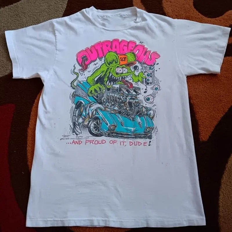 1990 Ed Roth Rat Fink Outrageous T Shirt Unisex Full Size Hoodie, Sweatshirt | RetroVerseTees.com