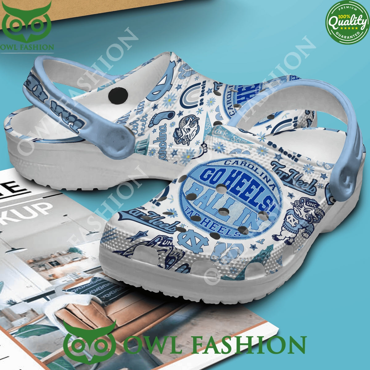 North Carolina Tar Heels Go Heels Ball in basketball crocs