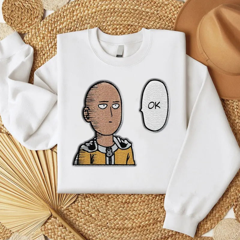1PM OK Embroidered Sweatshirt, 1PM Main Character Shirt, Funny Meme Embroidered T-Shirt Hoodie | RetroVerseTees.com