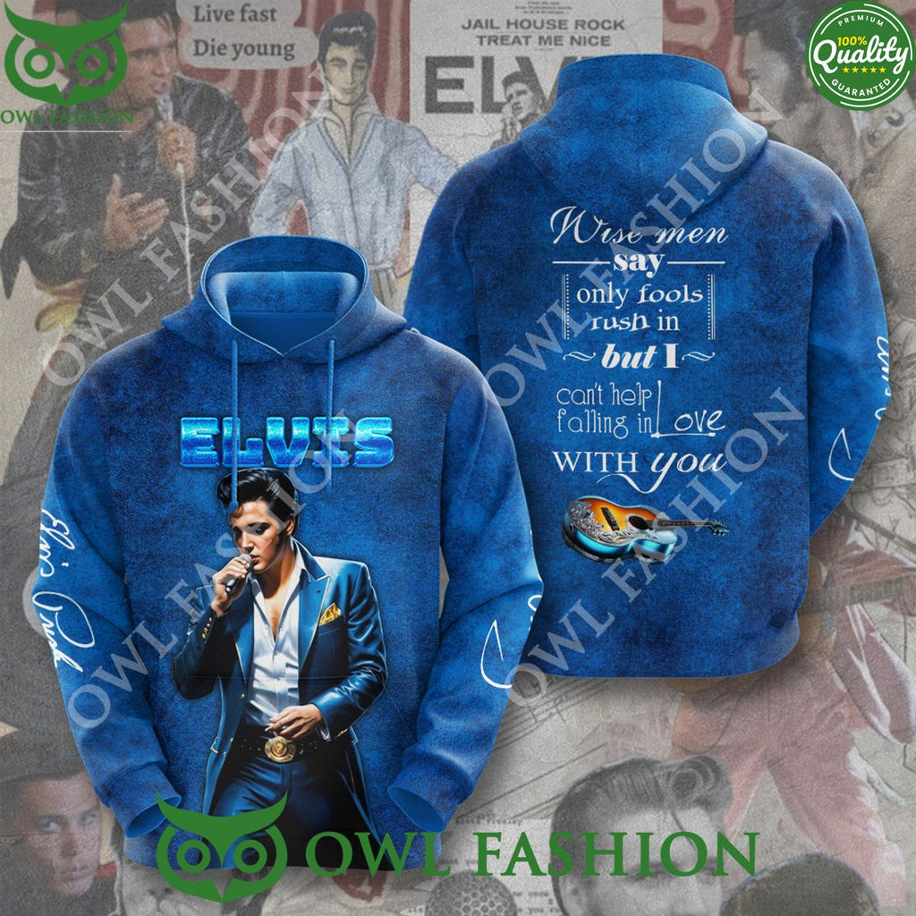 Elvis Presley Can’t Help Falling in Love Blue 3D t Shirt