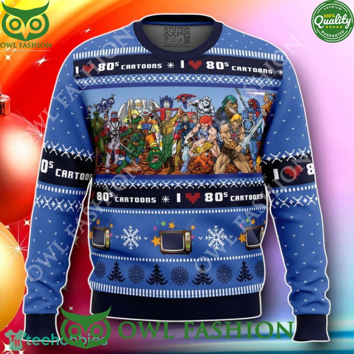 I Love The 80s Cartoons 2024 Christmas 3D Ugly Sweater