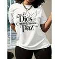 1pc Peace Dove& Religious Jesus Letter Print T-Shirt, Casual Crew Neck Short Sleeve Tee, 100% Polyester Knit Fabric,...