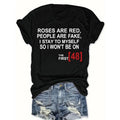 1pc Women'WB shield Casual T-Shirt with Vibrant Letter Print - Floral Pattern, Crew Neck, Short Sleeves, Knit Fabric,...