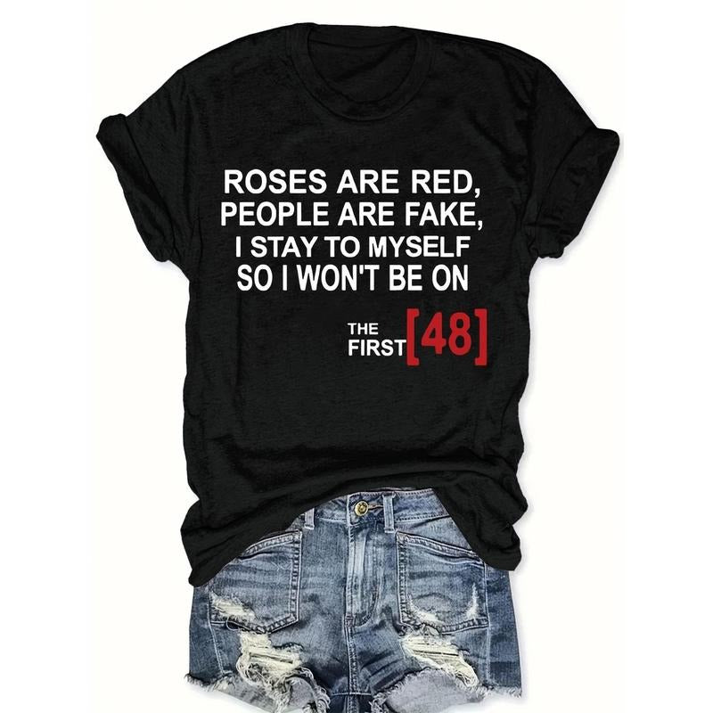 1pc Women'WB shield Casual T-Shirt with Vibrant Letter Print - Floral Pattern, Crew Neck, Short Sleeves, Knit Fabric,...