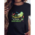 1pc Women'WB shield Floral Margarita Print T-Shirt - Casual Crew Neck, Short Sleeve, Knit, Medium Stretch, H-Line Fit,...