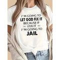 1pc Women'WB shield Humorous Letter Print T-Shirt