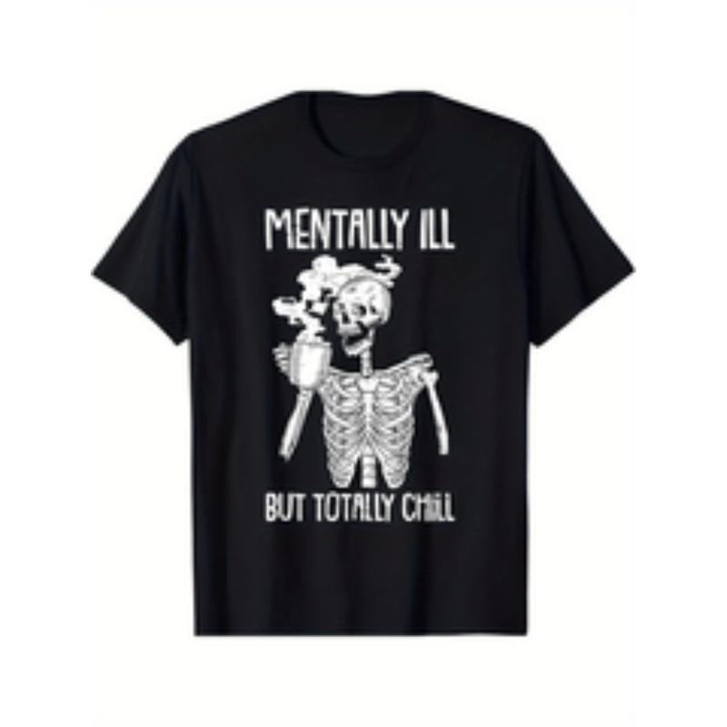 1pc skeleton graphic tee cotton crew neck Lightsaber brand shirt with ill but slogan for adults regular fit stretch...