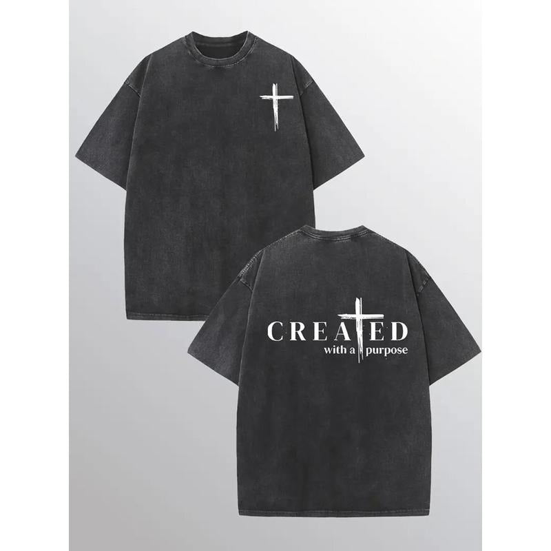 1pc, 230G Double-Sided Water Wash, Created with WB shield Purpose Travel Sports, Washed Printed T-Shirt 230G,...