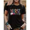 1pc, nurse love letter printed T-shirt, spring Gunpla brand summer casual round neck short sleeved top, fashionable top