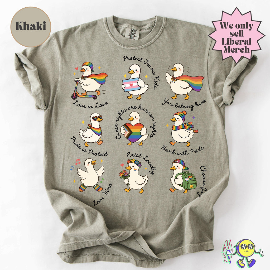 Silly Goose Lgbtq Subtle Message Pride Proud Geese Ally Queer Gay Rights Pride Month Trans Rights Protest Anti Trump Tee (3)