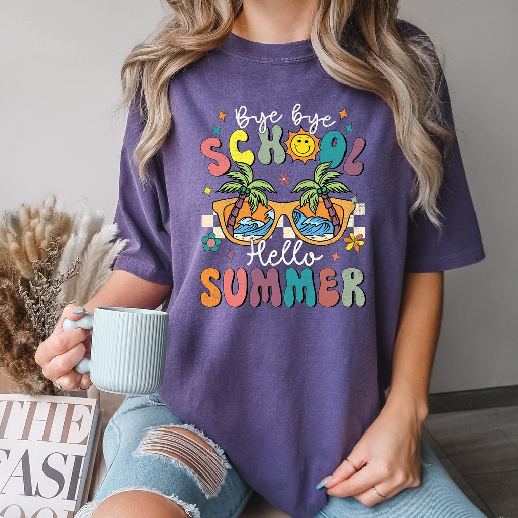 Comfort Colors Bye Bye School Hello Summer End School Teacher Teacher Last Day School Tee (3)