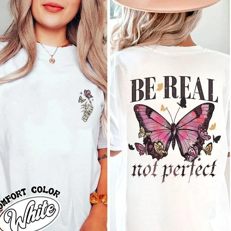 2 Sided Embrace imperfections with TNF Be Real Not Perfect Shirt Gunpla brand show self-compassion with TNF Spread...