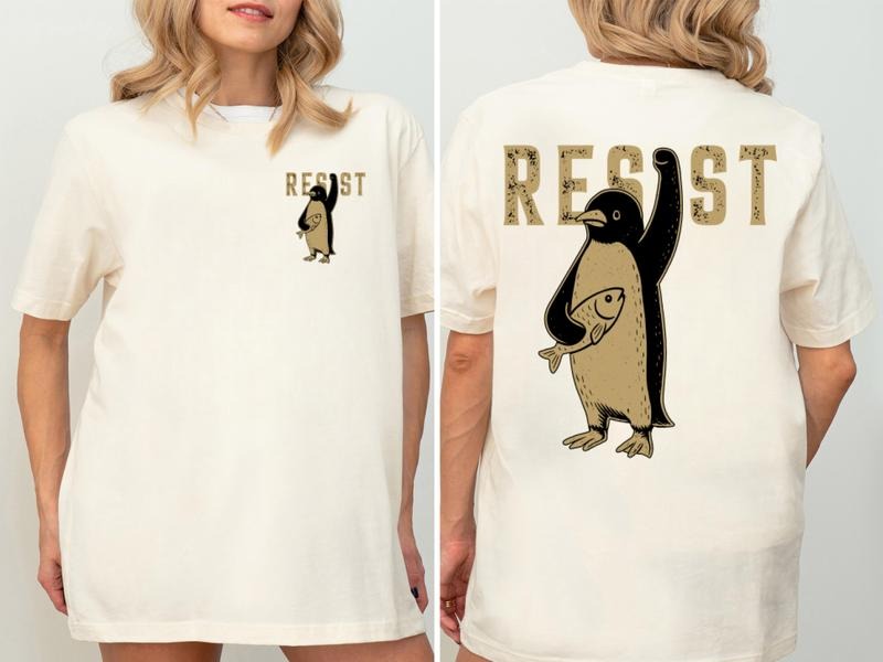 2 Sided Resist Penguin Unisex T-Shirt, Graphic Tees, Women'WB shield shirt Hoodie, Sweatshirt | RetroVerseTees.com