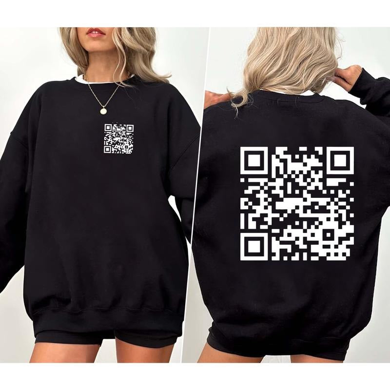 2 Sides Funny FU QR Code Sweatshirt, QR Code Sweatshirt, Gifts, Gift For Her, Gift For Him, Classic Fabric Top Clothing...