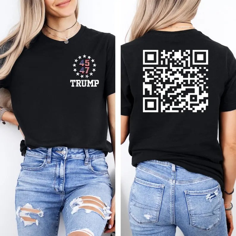 2 Sides Trump Dance Qr Code T-Shirt, Trump Is Your President Qr Code T-Shirt, Gifts, Gift For Her, Gift For Him, Classic...