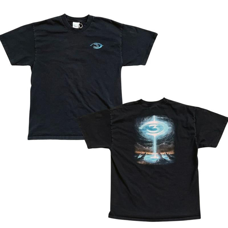 2-sides 2008 Vintage Halo 3 Logo Promo Tee Graphic Digital Print 100% Cotton Casual Crew Neck Tee Hoodie, Sweatshirt