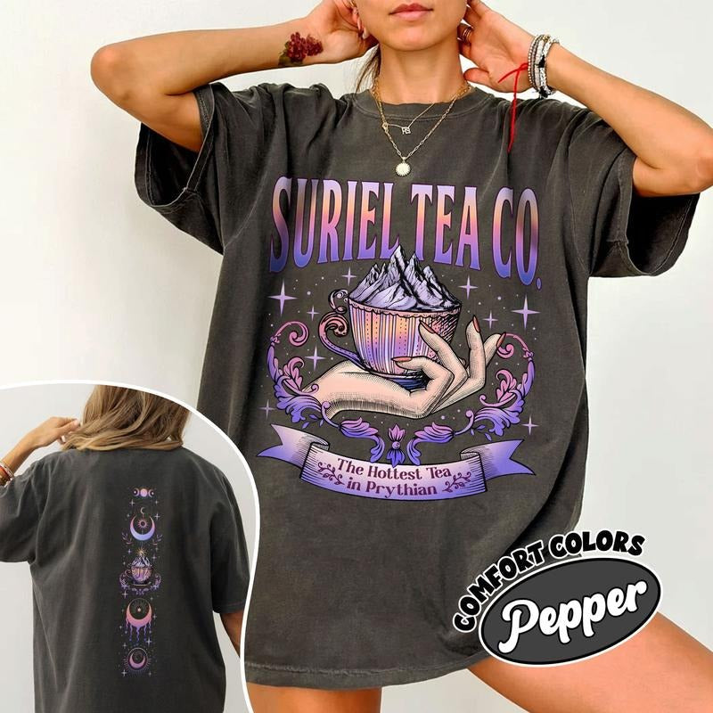 2 slide design, Suriel Tea Co T-Shirt, A Court Of Thorns And Roses, Bookish Booktok Shirt, 2 Sided Suriel Tea Tshirt,...