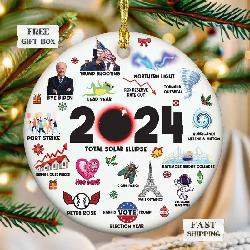 2024 Christmas Ornament Year in Review Major Events Commemorative Funny & Cute Year to Remember Ornament Funny 2024 Major...