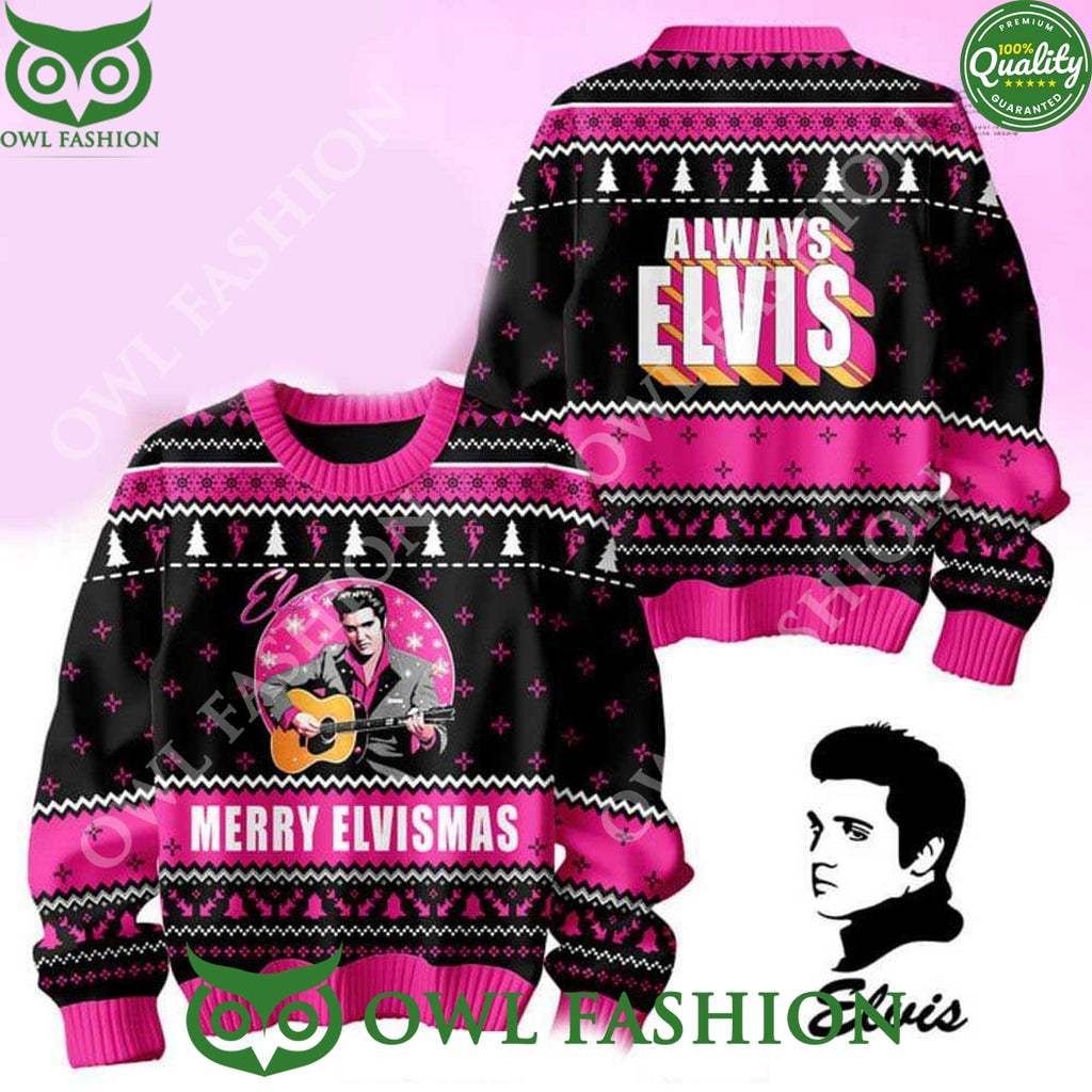 2024 Always Elvis Presley Merry Elvismas Christmas Ugly Sweater