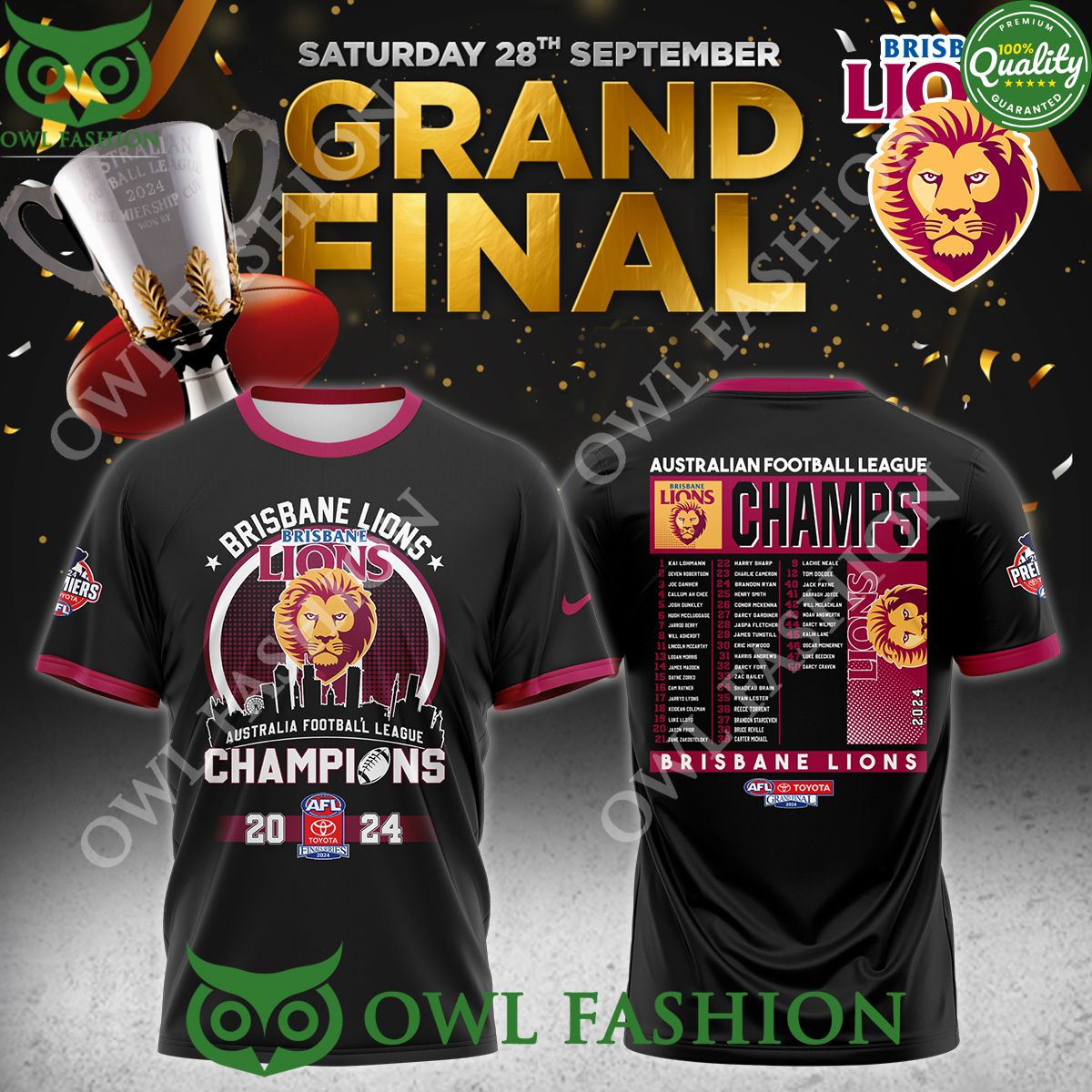 2024 Brisbane Lions AFL Australian Football league Champions t Shirt