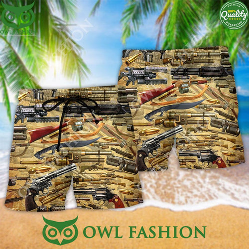 2024 Gun It’s About How To How To Hold It Trendy Aloha Hawaiian Shorts