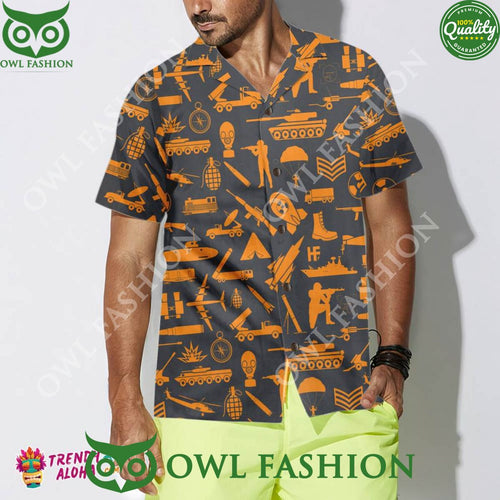 2024 Gun Yellow Pattern Summer Hawaiian Shirt