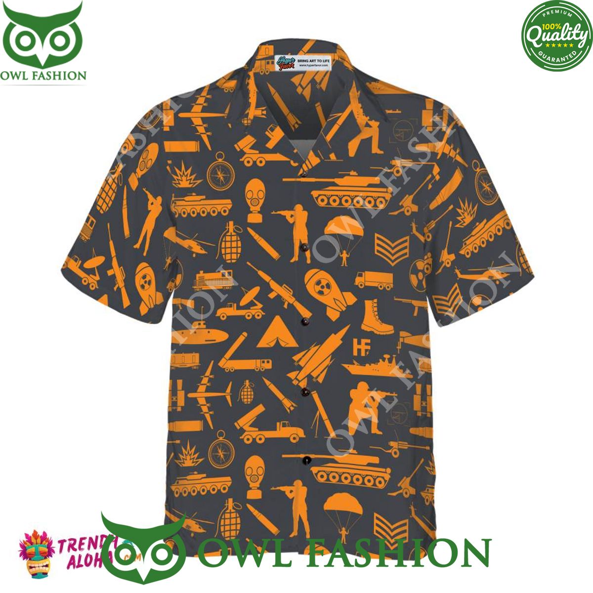 2024 Gun Yellow Pattern Summer Hawaiian Shirt