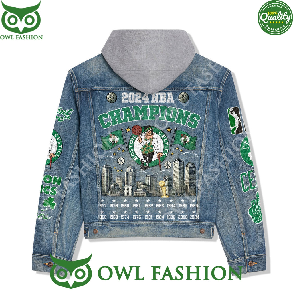 2024 NBA Champions Boston Celtics Logo Denim Jacket
