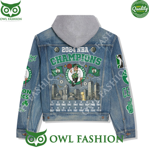 2024 NBA Champions Boston Celtics Logo Denim Jacket