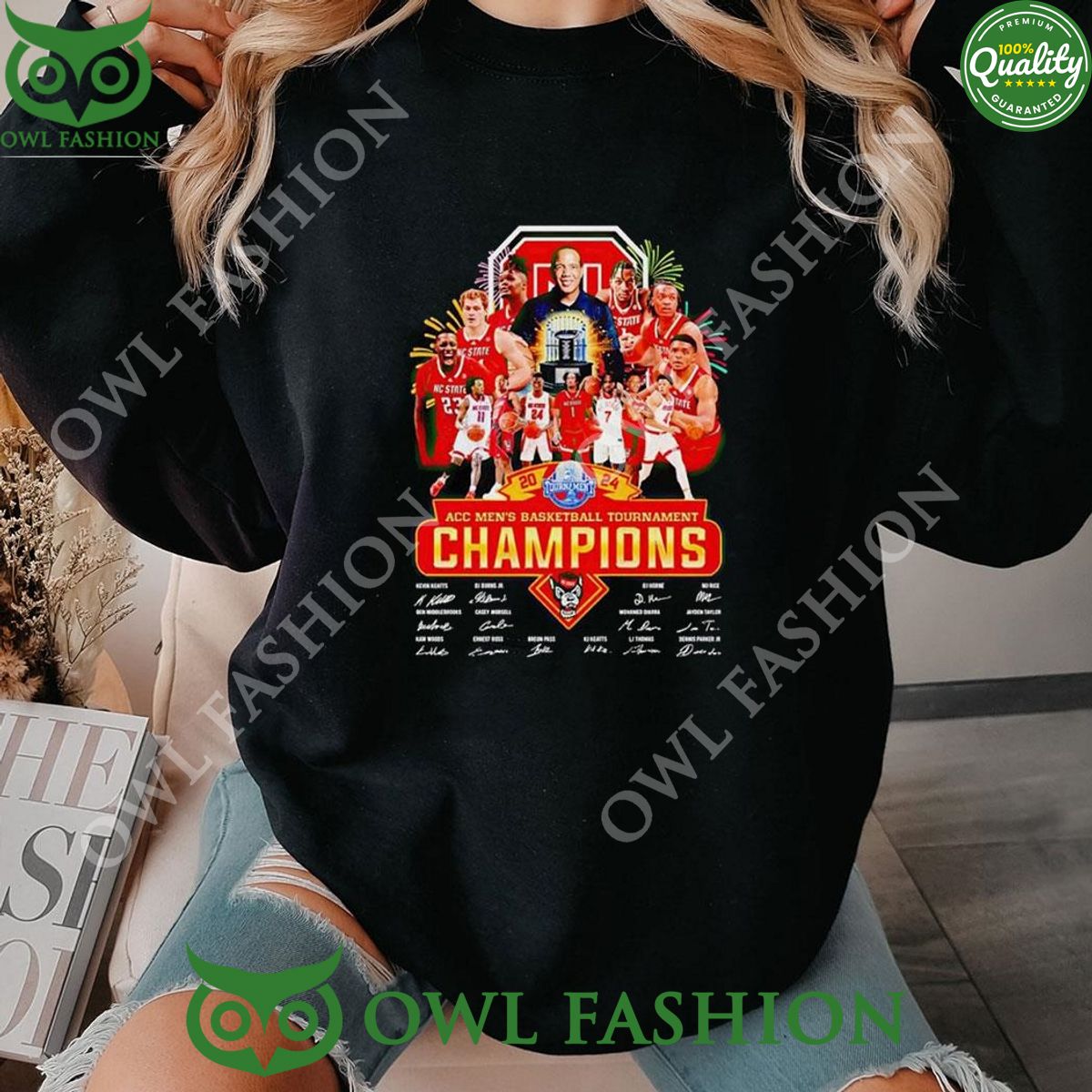 2024 Nc State Wolfpack Accbasketball Tournament Champions Player Signatures t Shirt
