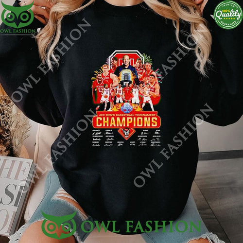 2024 Nc State Wolfpack Accbasketball Tournament Champions Player Signatures t Shirt