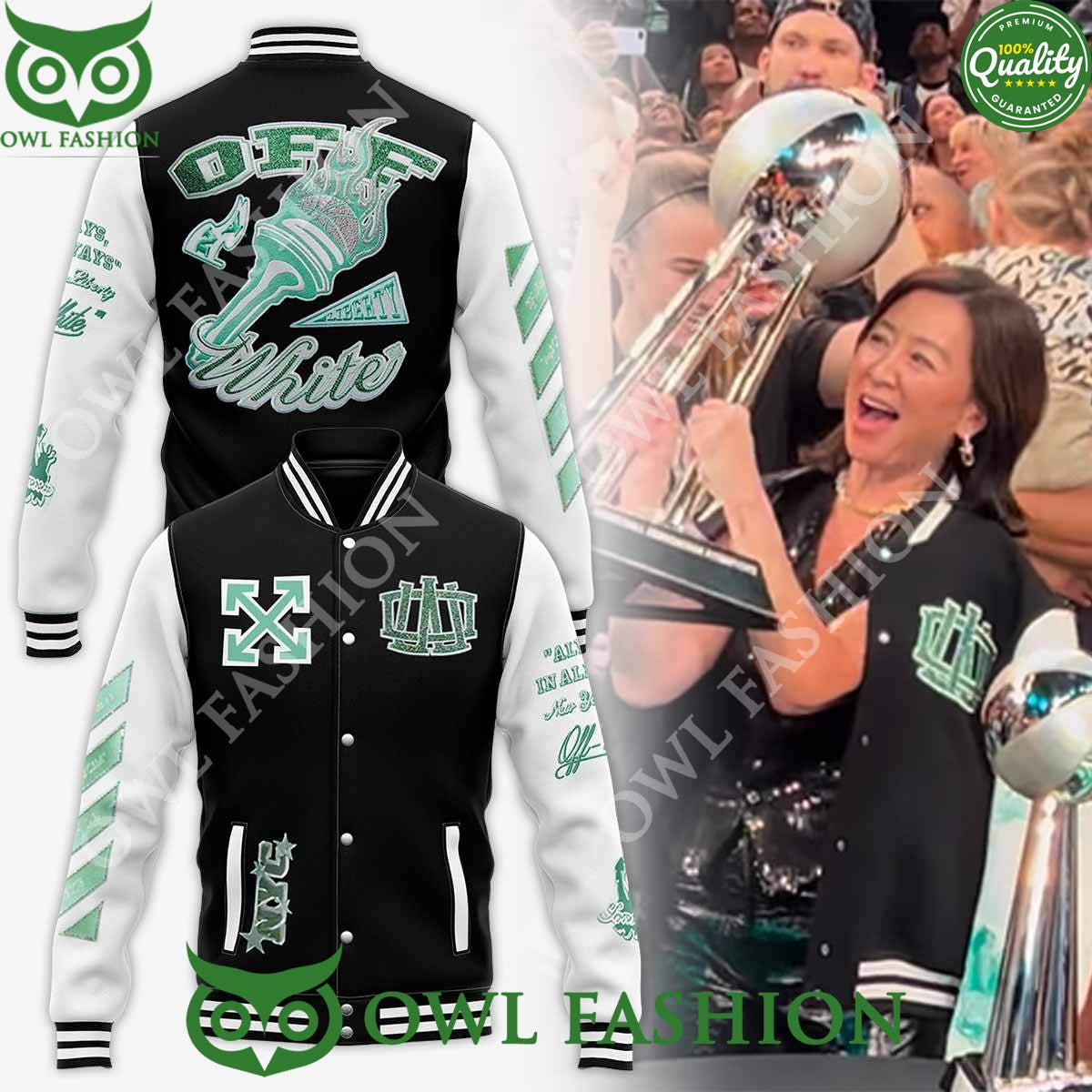 2024 New York Liberty Champions Off White Baseball jacket Varsity