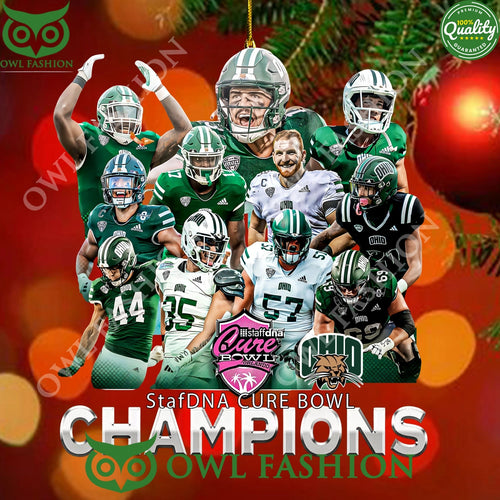 2024 Ohio Bobcats StaffDNA Cure Bowl Champions Win against Jack State Plastic ornament