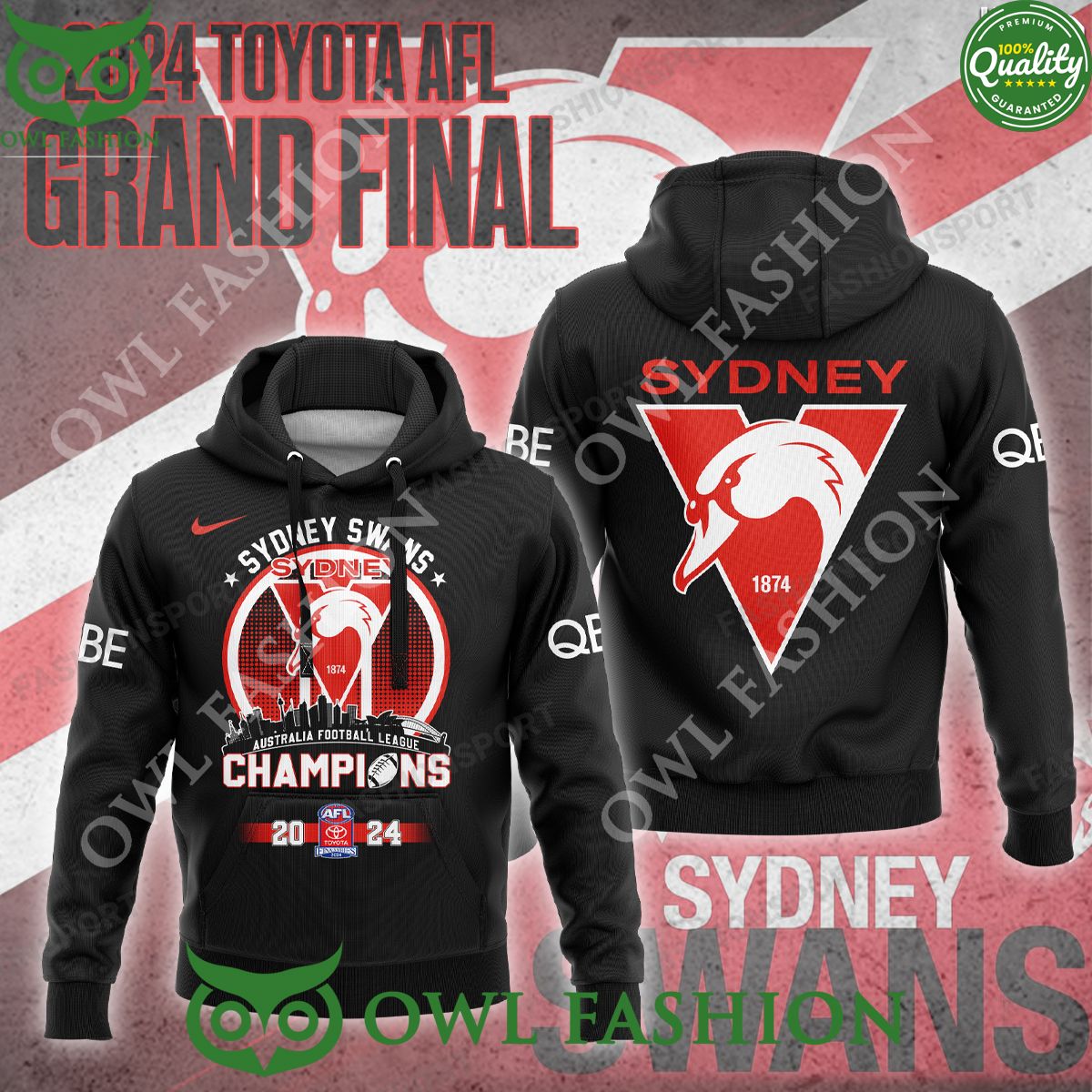 2024 premiers champions Sydney Swans AFL Toyota Grand Final hoodie