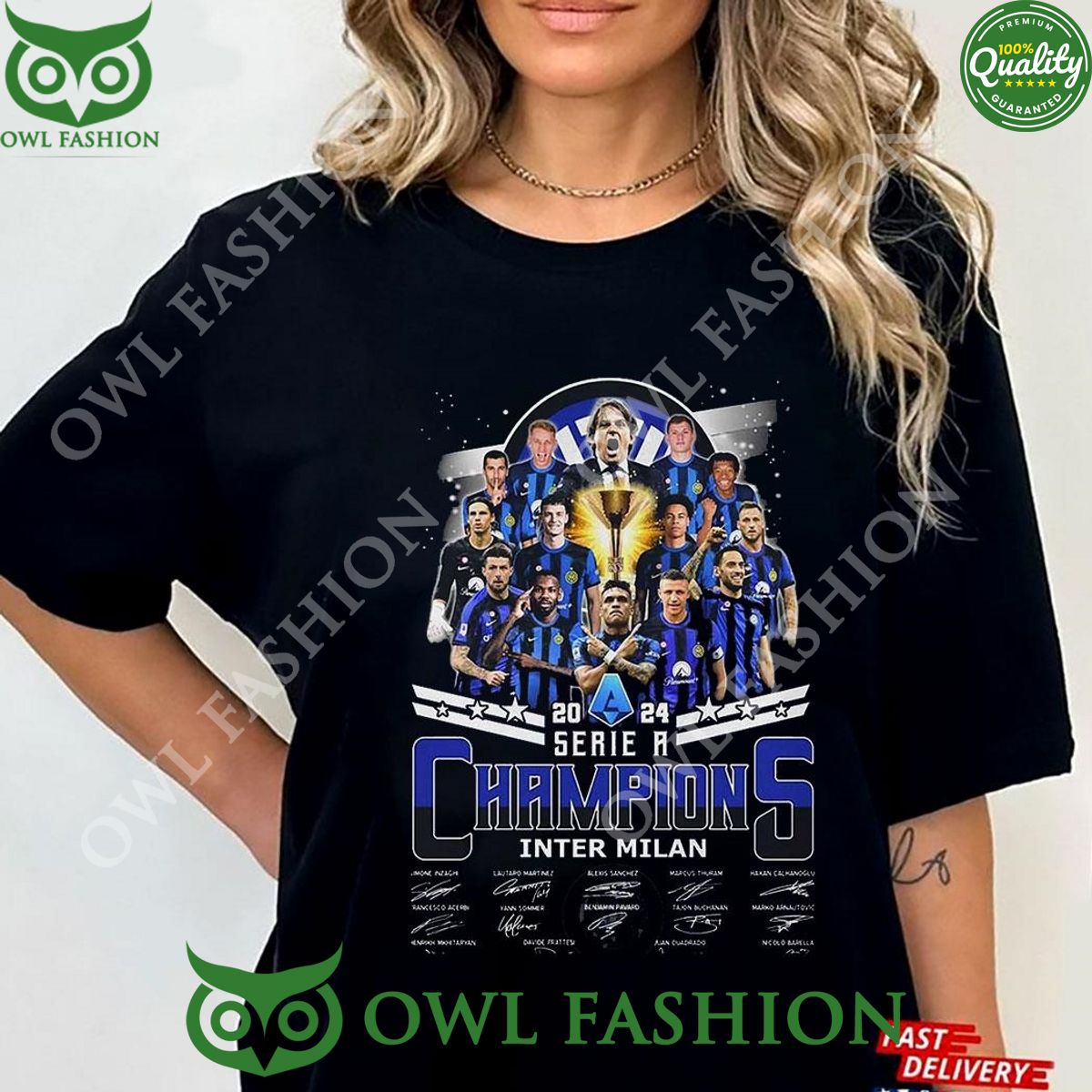2024 Serie A Champions Inter Milan players sign t shirt