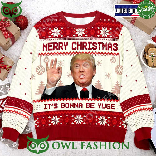 2024 Trump Merry Christmas It’s Gonna Be Yuge Ugly Christmas Sweater
