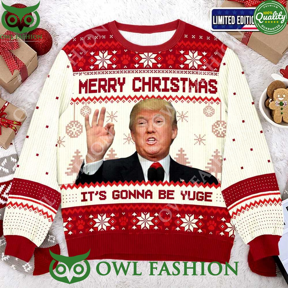 2024 Trump Merry Christmas It’s Gonna Be Yuge Ugly Christmas Sweater