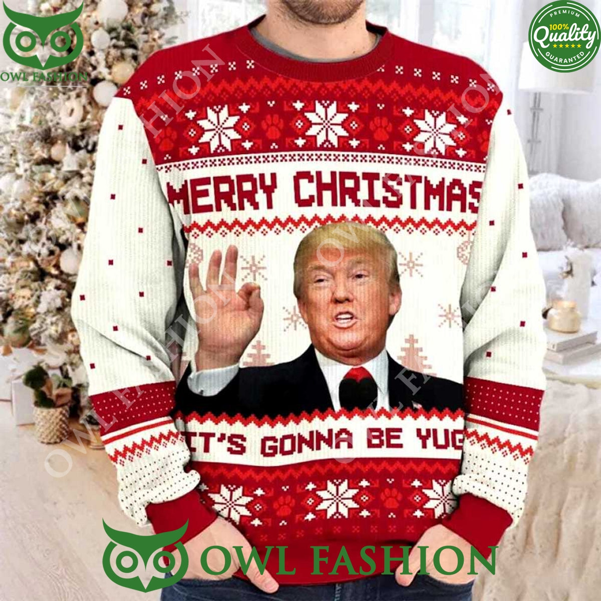 2024 Trump Merry Christmas It’s Gonna Be Yuge Ugly Christmas Sweater