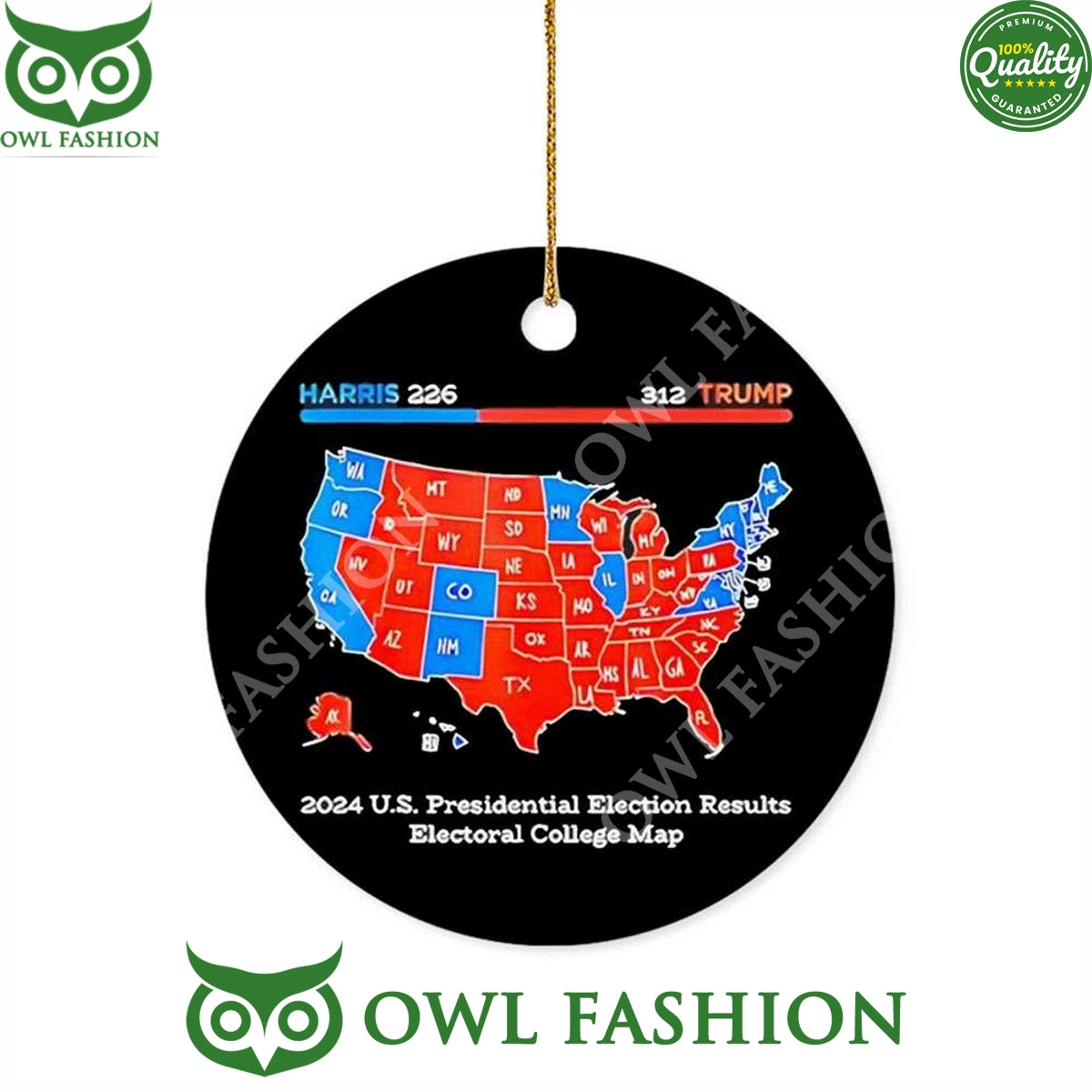 2024 Trump Won Us Presidential Election Results Electoral College Map Ornament