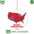 2024 Us Presidential Election Map Trump Red Wave Merry Christmas Ornament