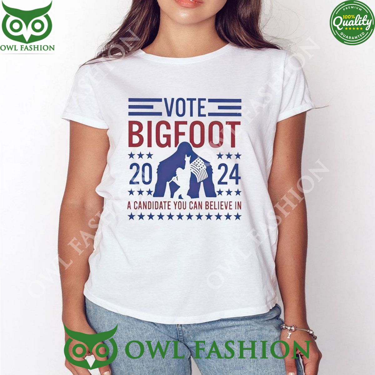 2024 Vote Bigfoot A Candidate You Can Believe In Usa Flag T-shirt