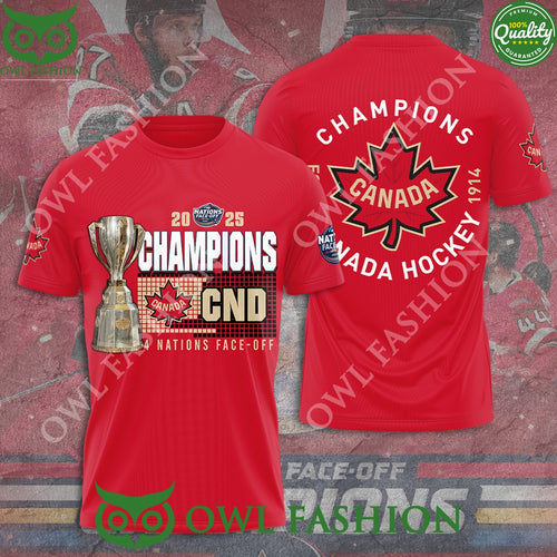 2025 4 Nations Face-off Champions Canada CND Cup Red t Shirt