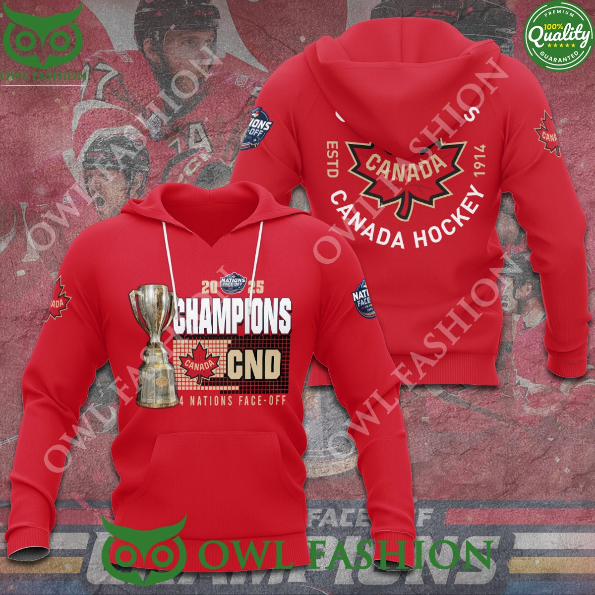 2025 4 Nations Face-off Champions Canada CND Cup Red t Shirt