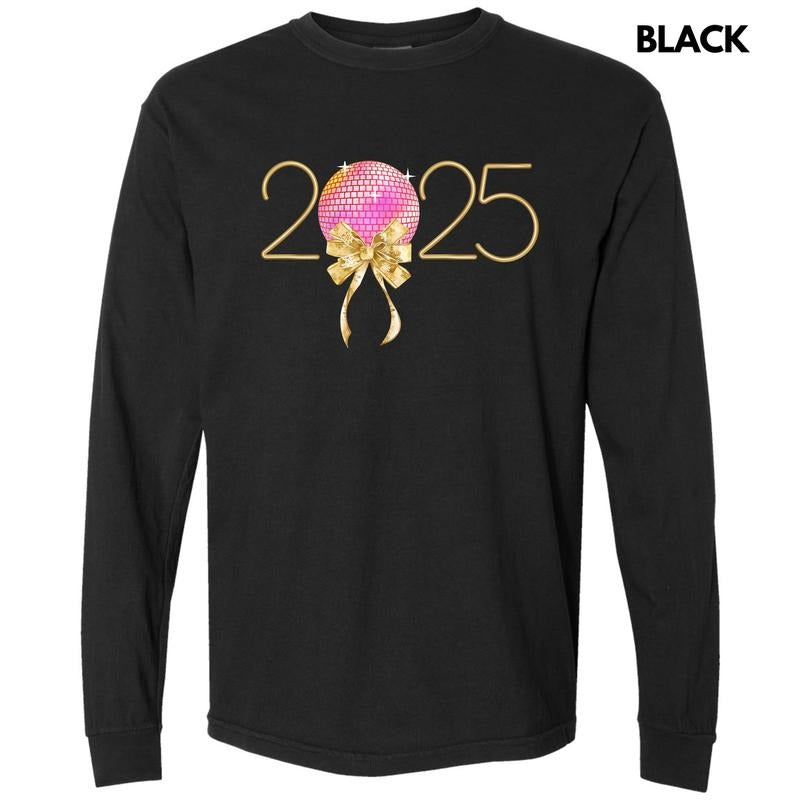 2025 Disco Ball Long Sleeve Comfort Colors T-Shirt 'NLB' Hoodie, Sweatshirt | RetroVerseTees.com