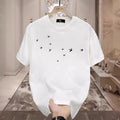 2025 Short Sleeve Pure Cotton T-Shirt Versatile Casual Loose Fit Printed Men's Round Neck Top Short Sleeve Base...