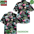 2025 Blink-182 Skull Sea Surfing Black Tropical Hawaiian Shirt